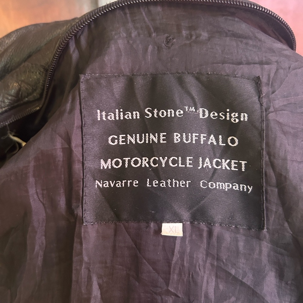 80s Black Leather Patchwork Motorcycle Jacket XL - image 14